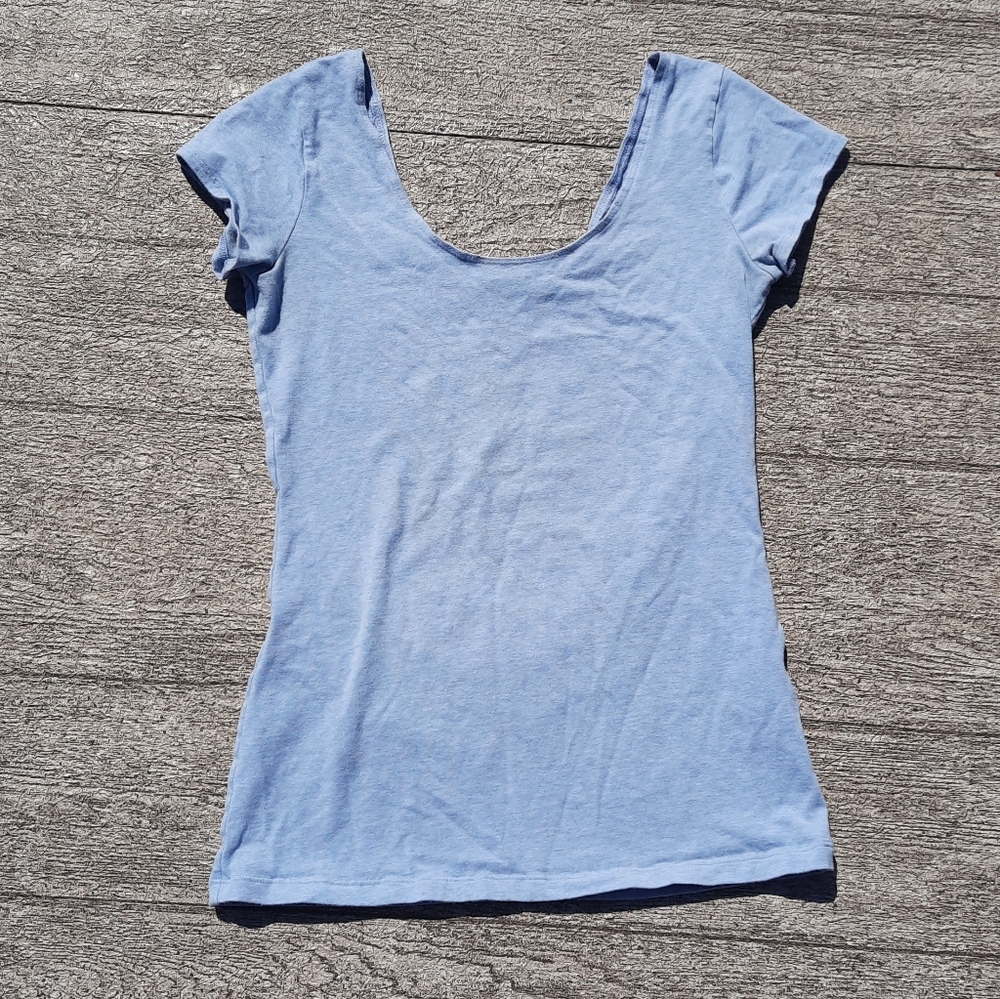 Garage baby blue scoop neck cap sleeve t-shirt